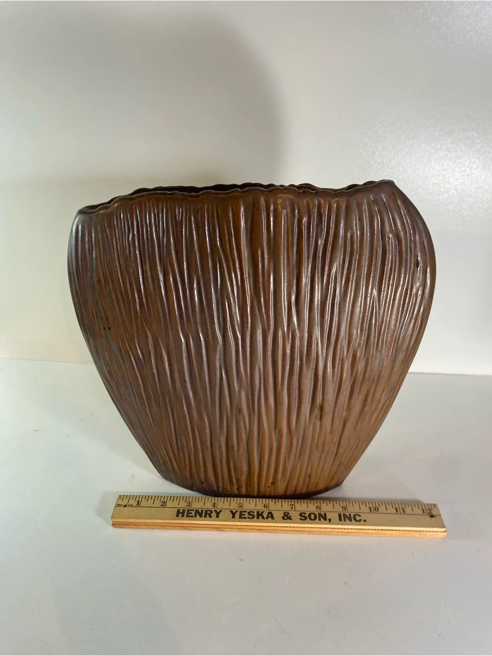 Pier 1 Brown Ribbed Narrow 12”x12” Vase